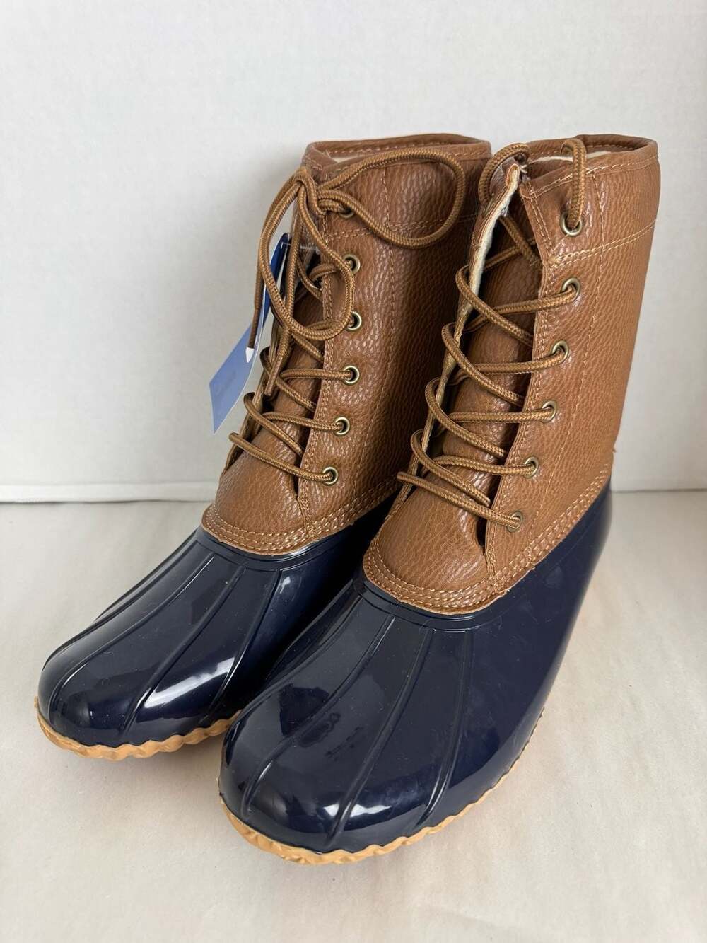 JBU by Jambu Maplewood Waterproof Women's Duck Boots Navy/Tan Size 9.5
